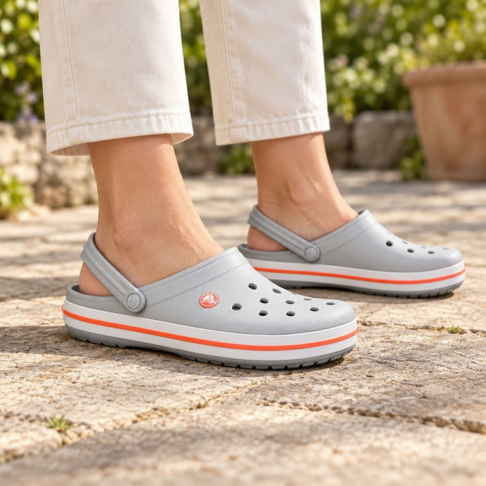 Crocs Crocband Light Grey/Bright Coral