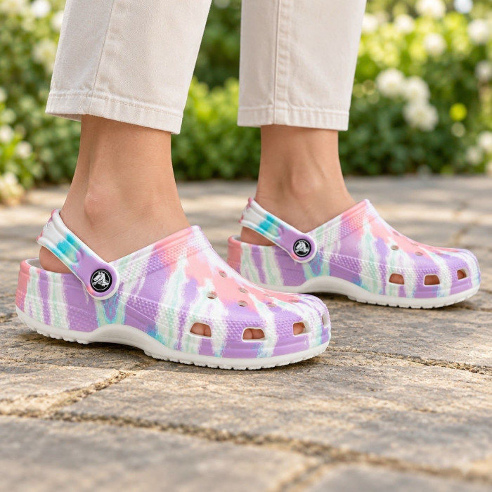 Женские Crocs Classic Tie-Dye Graphic Clog Coral